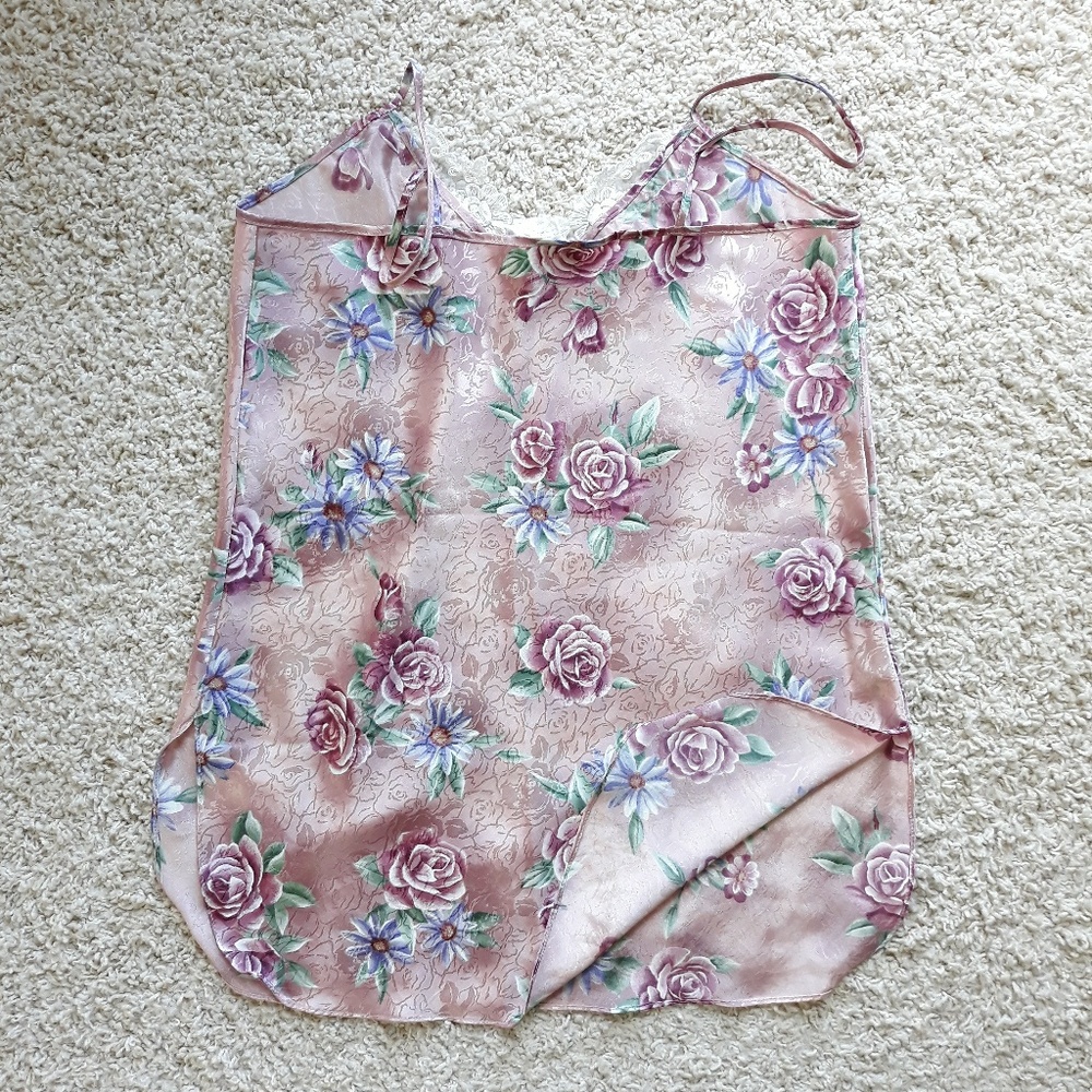 80s California Miss Floral Slip Dress Lingerie - Picture 3 of 8